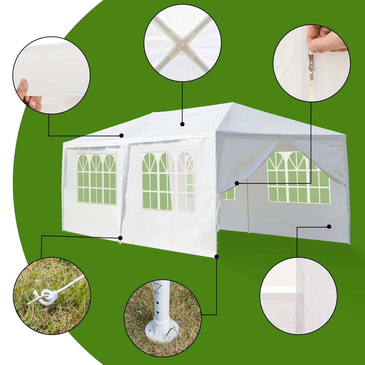 10'x 20' Party Tent Canopy with 6 Sidewalls I8548