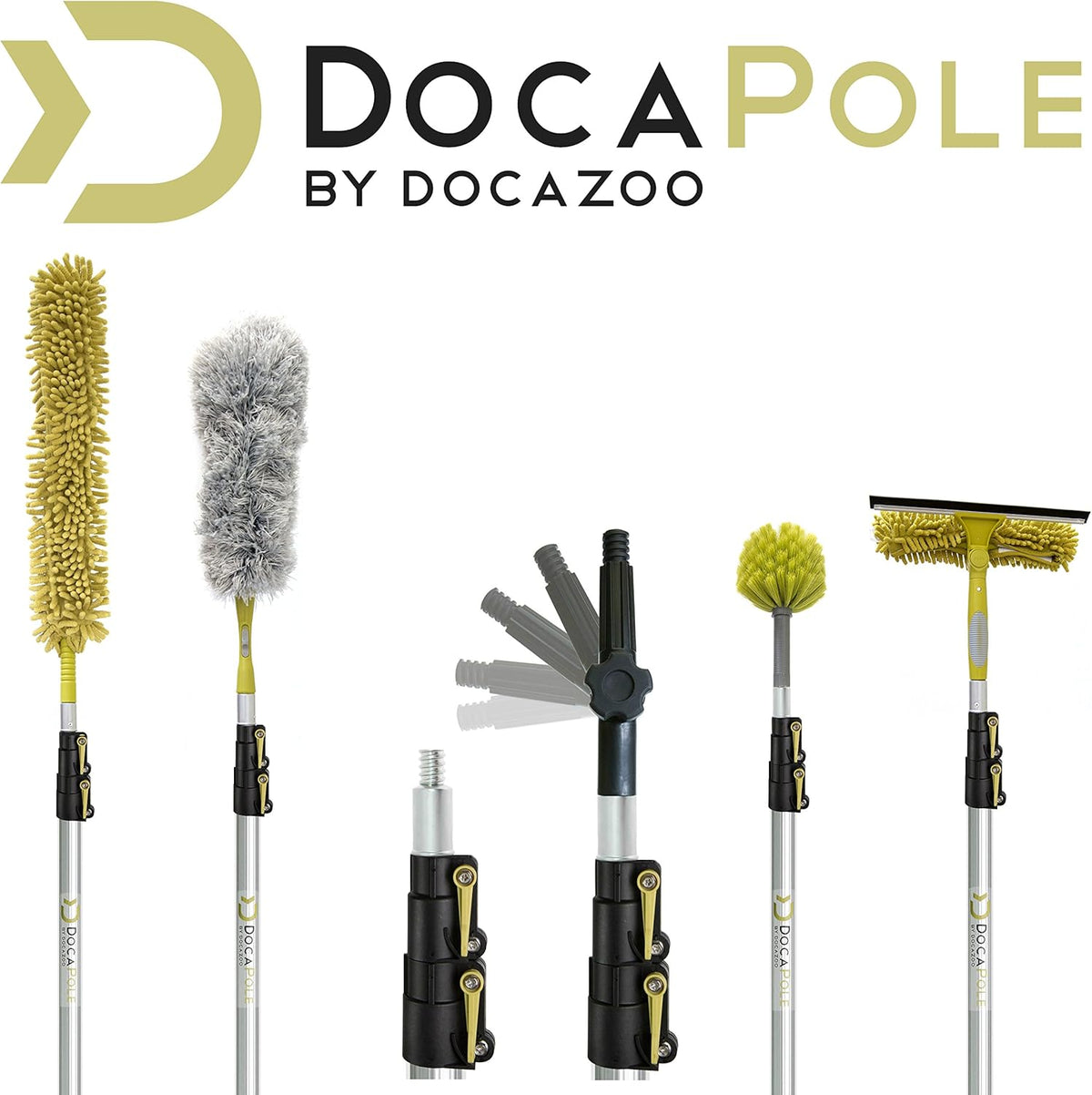 Cleaning Kit with 5-12 Foot Telescoping Extension Pole, Window Squeegee & Washer, 3 Dusting Attachments Y976302