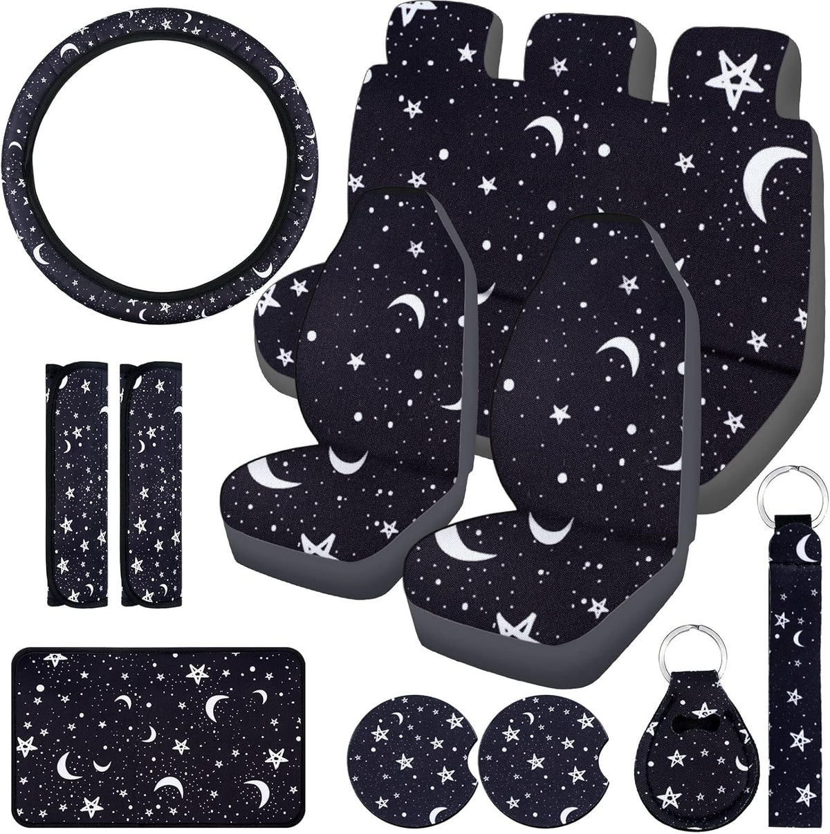 15 Pieces Moon and Stars Car Seat Cover Full Set N945609