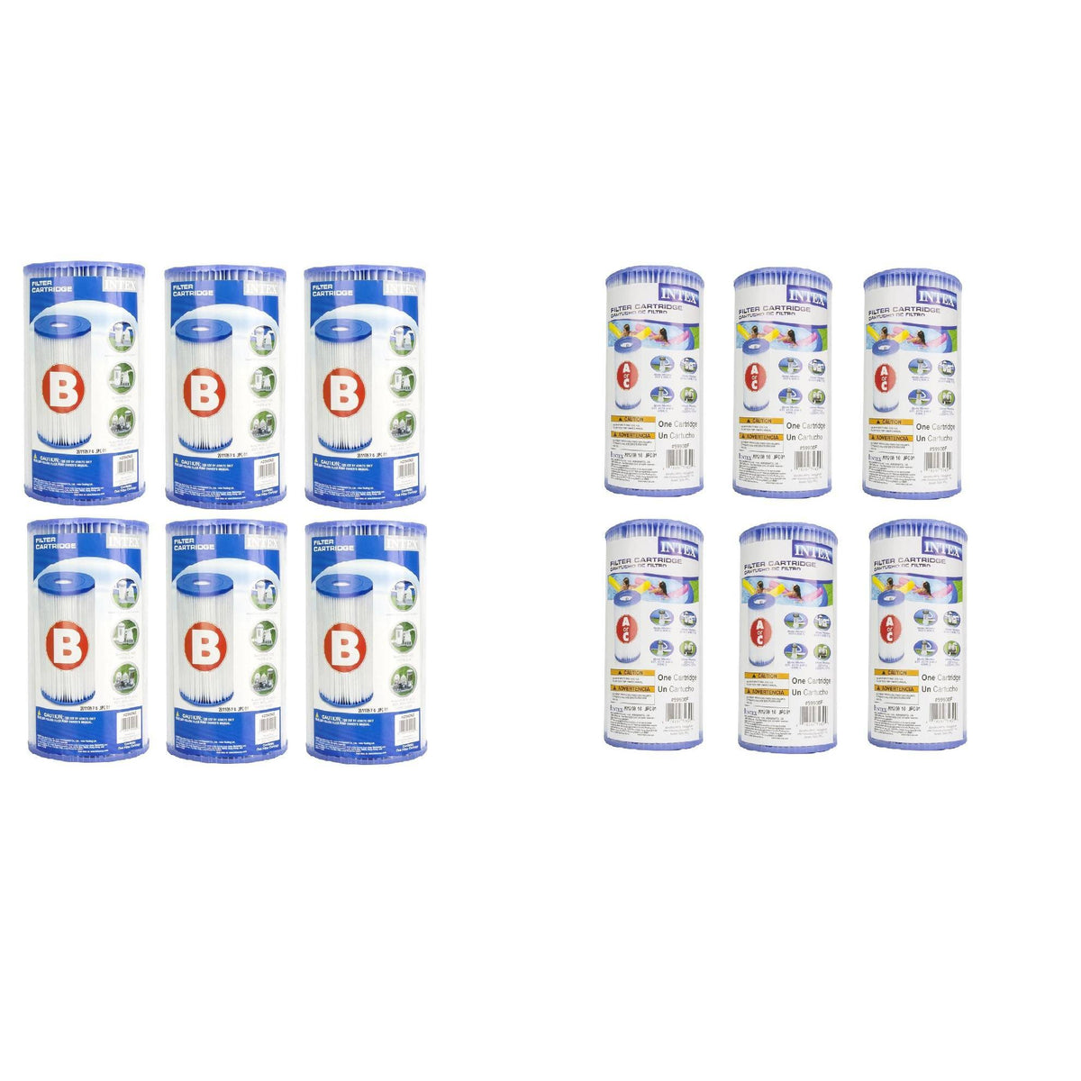 Pool Type B Filter 6-Pack and Type A Filter Pump Cartridge 6-Pack T174193