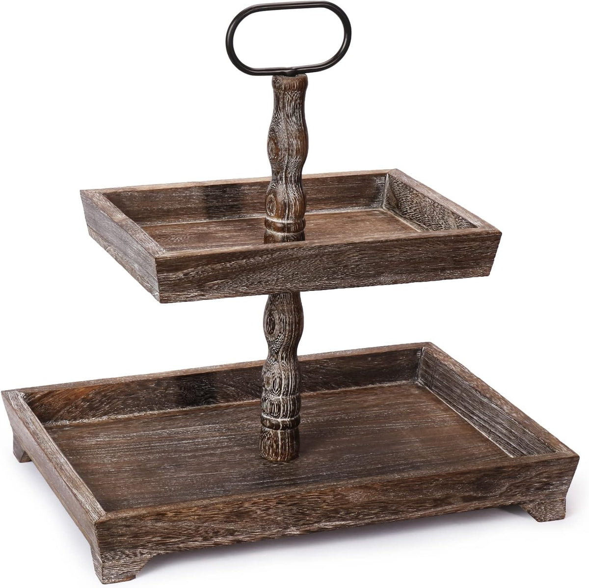 Two Tiered Wood Tray K90823
