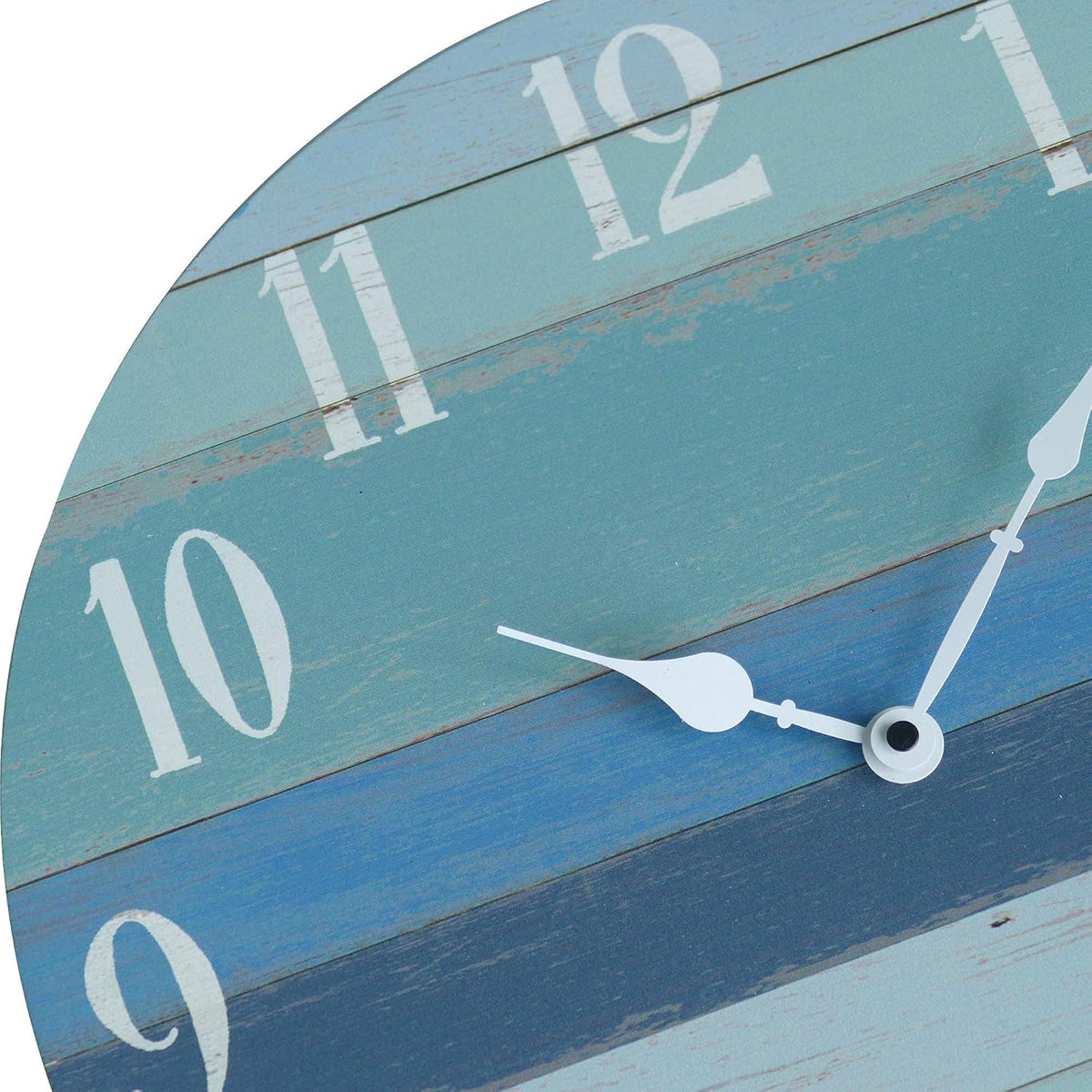 Rustic Coastal Blue Wood Round Wall Clock I499974