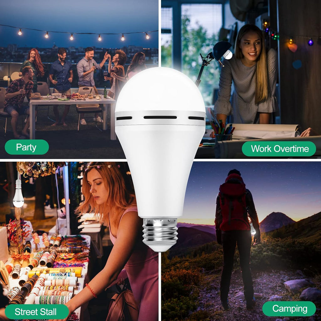 Rechargeable Emergency LED Light Bulb with Hook 1200mAh 12W 10 Pack E117