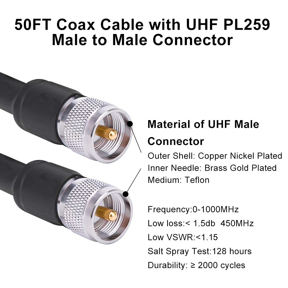 50ft RG8 50 Ohm UHF Coax Cable T58232