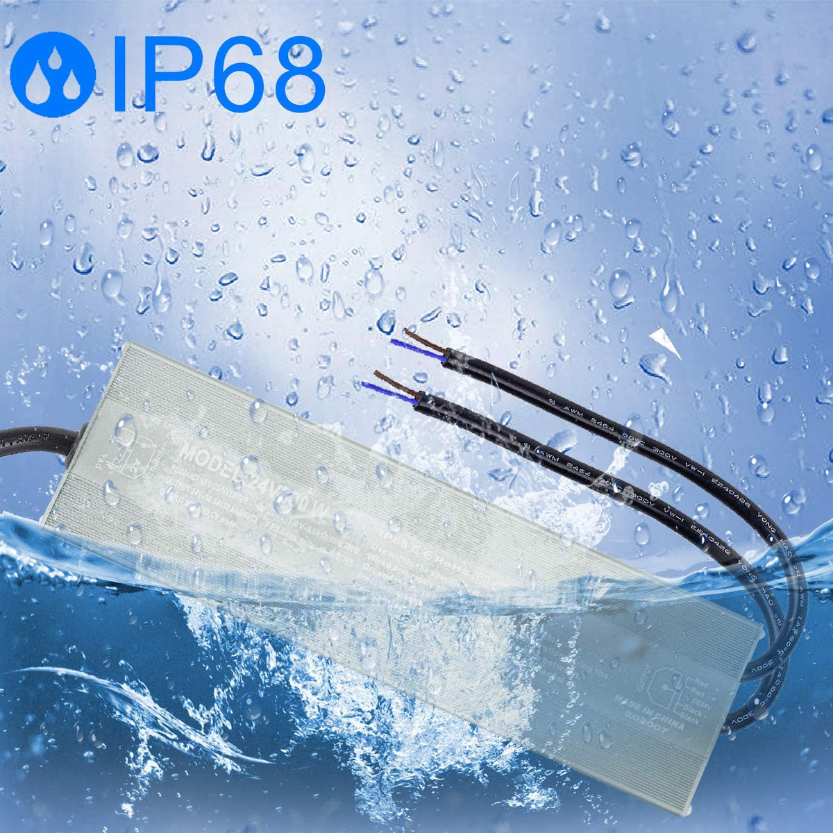 300W Waterproof IP68 LED Driver 90V-130V AC to 24V DC L2614