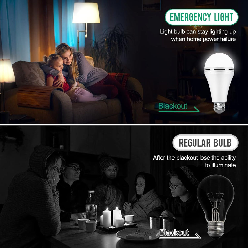 Rechargeable Emergency LED Light Bulb with Hook 1200mAh 12W 10 Pack E117