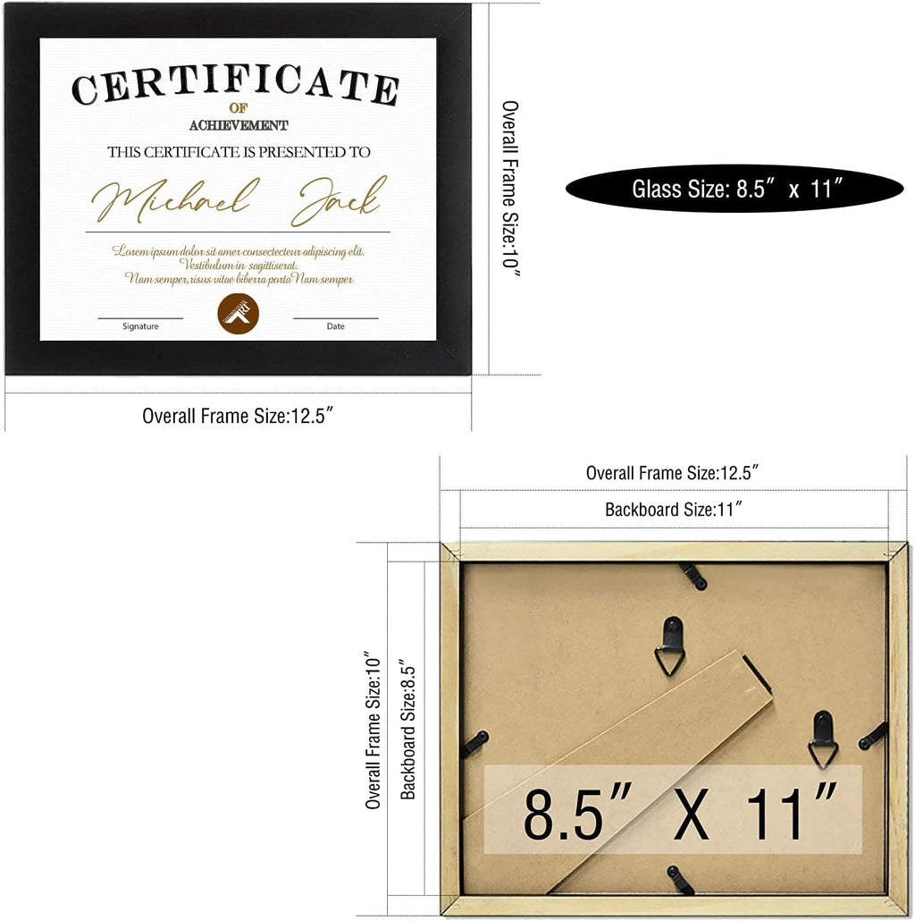 Black Wooden Document Frame with Real Glass Z18293