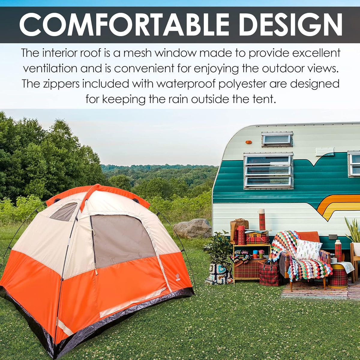 2 Person Waterproof Lightweight 190T Polyester Camping Tent A488329
