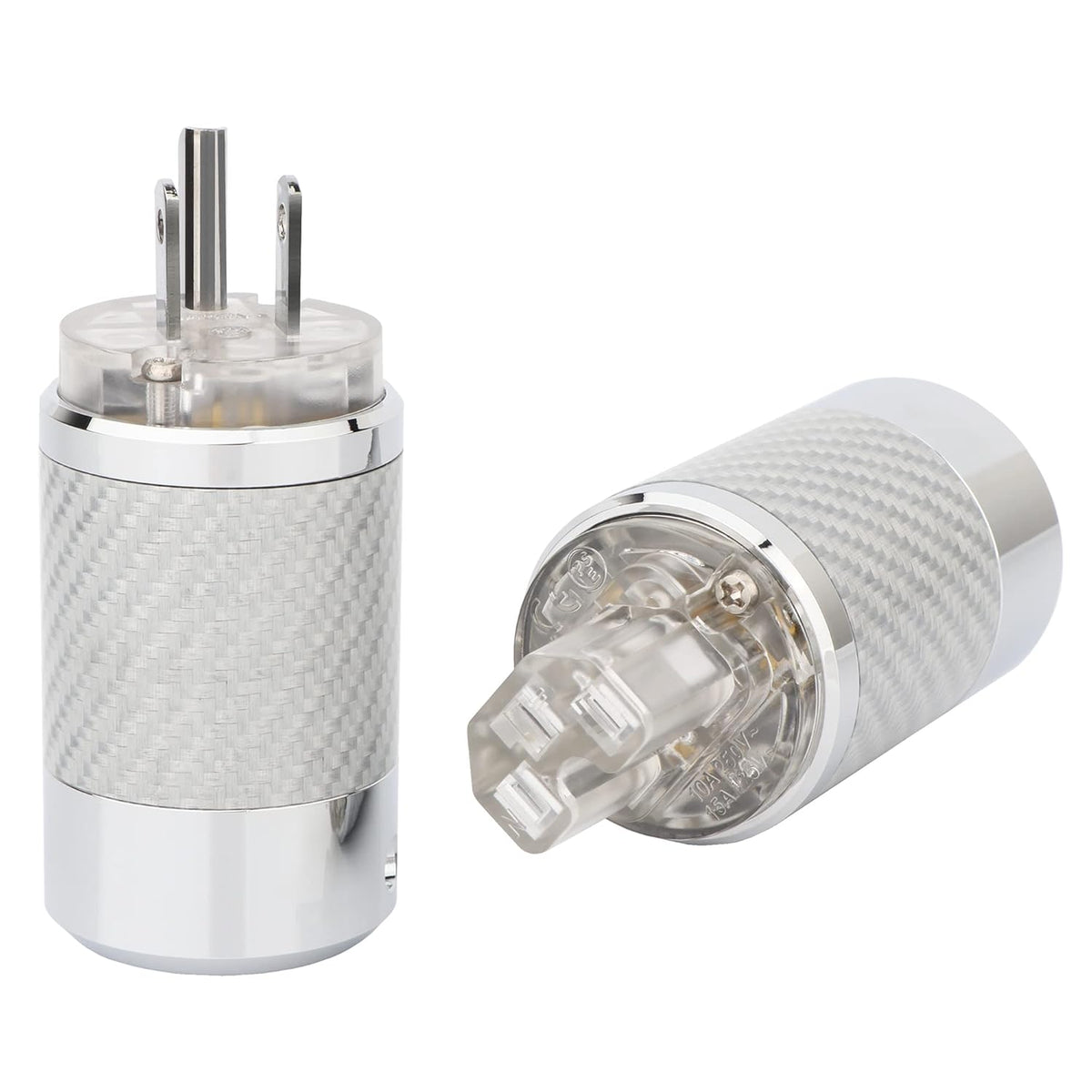 Black Carbon Fiber Transparent Power Plug Connector 10A/250V 15A/125V IEC320 C13 Q7407