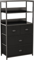 4 Drawer Fabric Dresser with 3-Tiers Wood Shelf V248568
