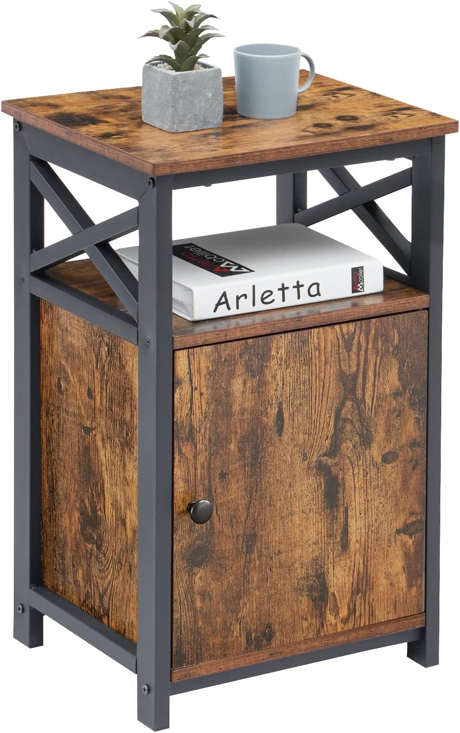 Rustic Brown Storage Cabinet and Drawer Nightstand B76245