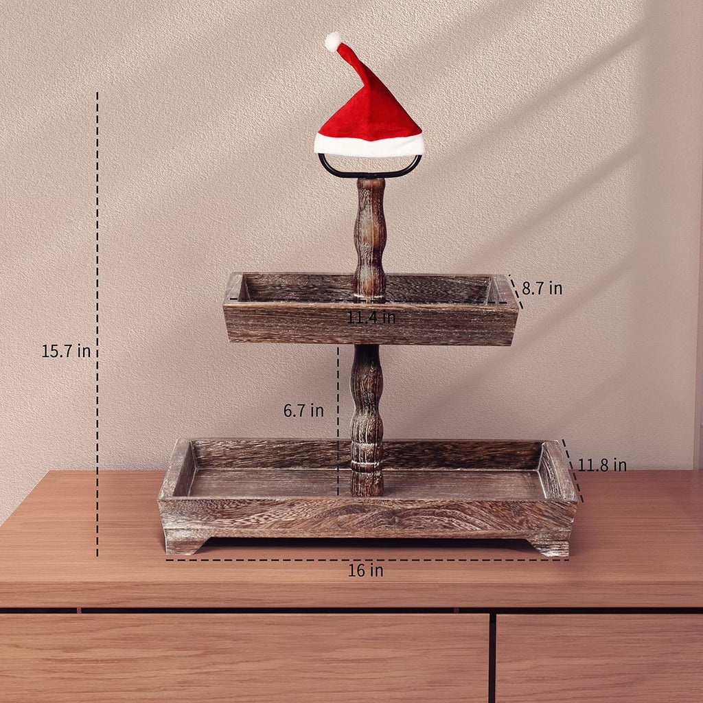 Two Tiered Wood Tray K90823