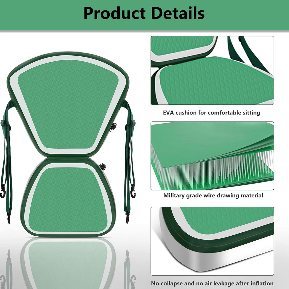 Kayak Seat, Inflatable Detachable SUP Seat with Adjustable Straps, Pack of 2 X4682