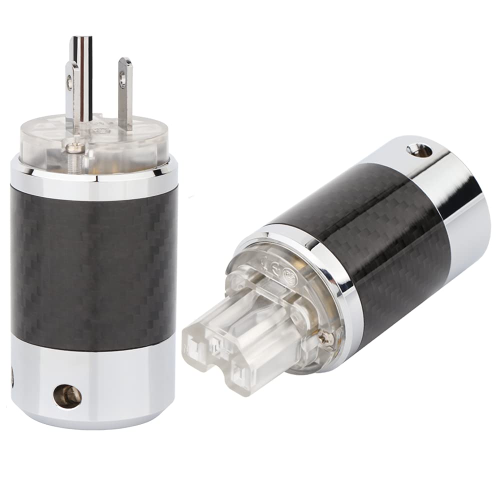 Black Carbon Fiber Transparent Power Plug Connector 10A/250V 15A/125V IEC320 C13 Q7407