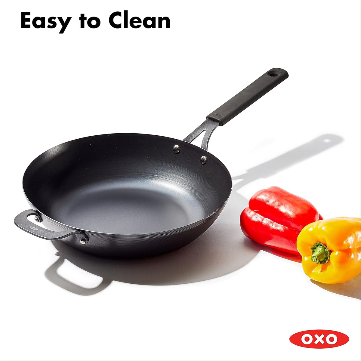 12 Carbon Steel Wok Pan with Silicone Handle Holder Y105