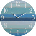 Rustic Coastal Blue Wood Round Wall Clock I499974