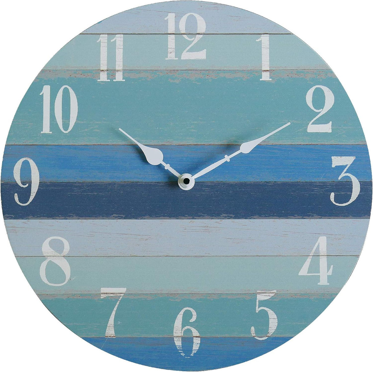 Rustic Coastal Blue Wood Round Wall Clock I499974
