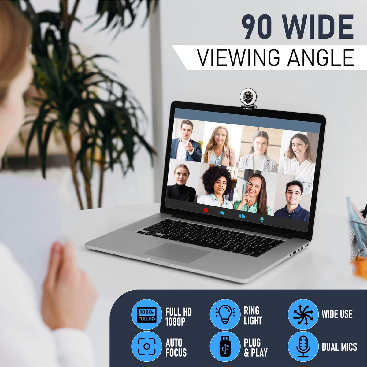 1080P HD Webcam with Microphone and Tripod L920438