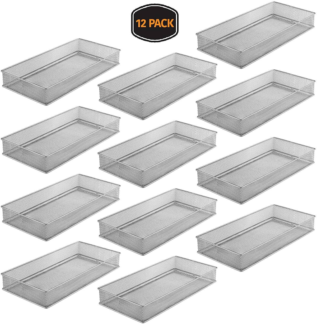Silver Mesh Drawer Cabinet and Shelf Organizer Bins D134550