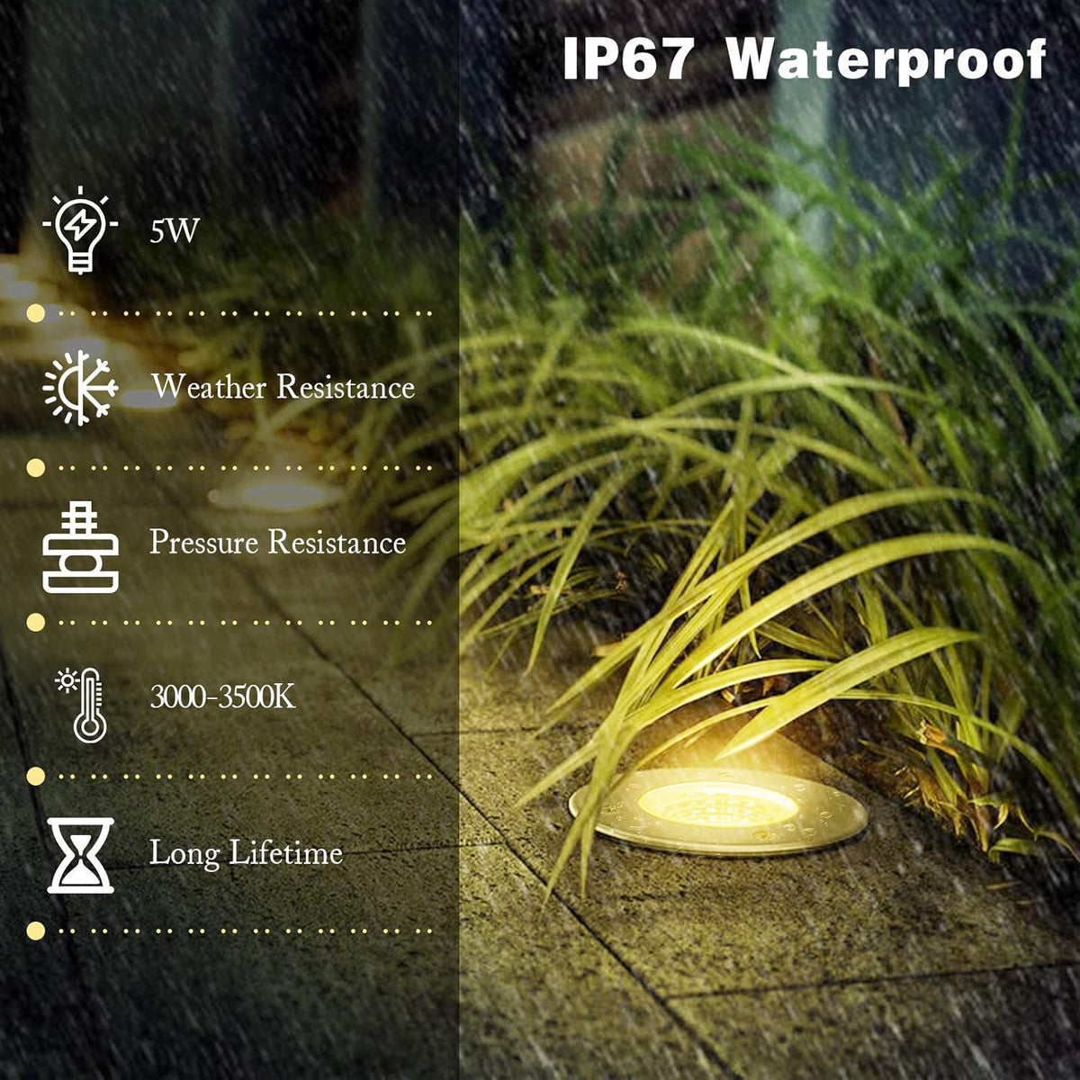 12V 24V IP67 Waterproof 5W 10 Pack In-Ground Lights T591