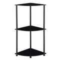 3-Tier Corner Shelf, Black Glass X58787