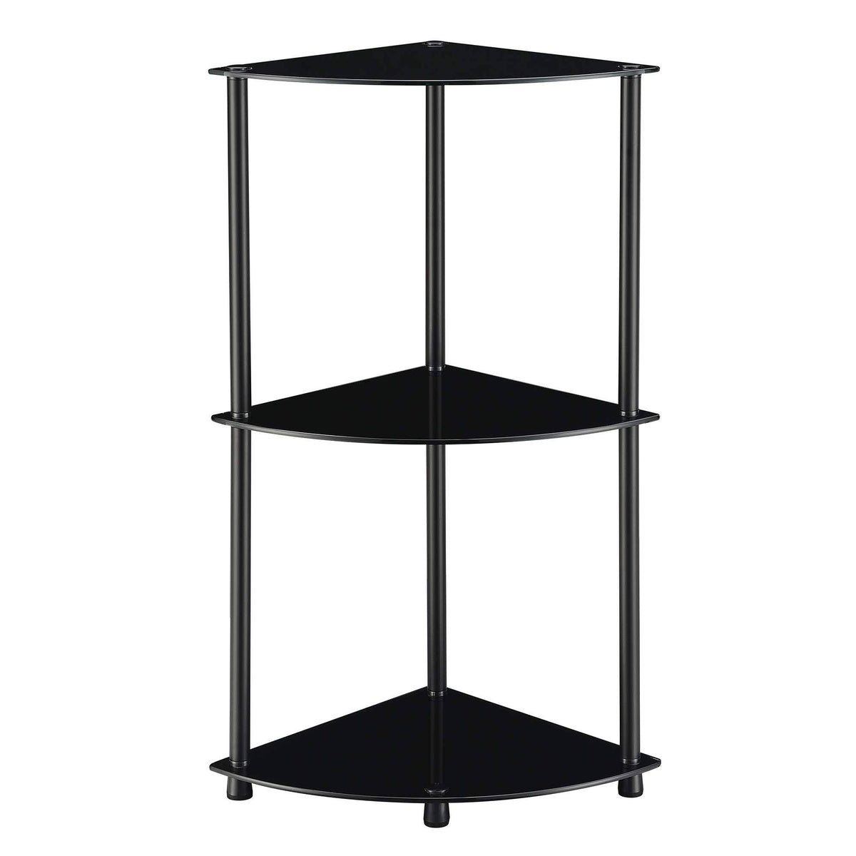 3-Tier Corner Shelf, Black Glass X58787