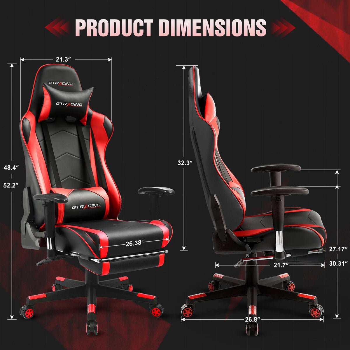 Red PU Leather Gaming Chair with Footrest I827
