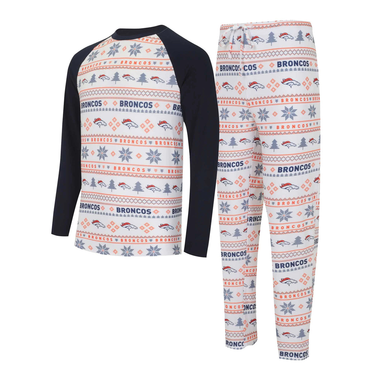 White/Navy Long Sleeve T-Shirt & Pants Sleep Set C756017