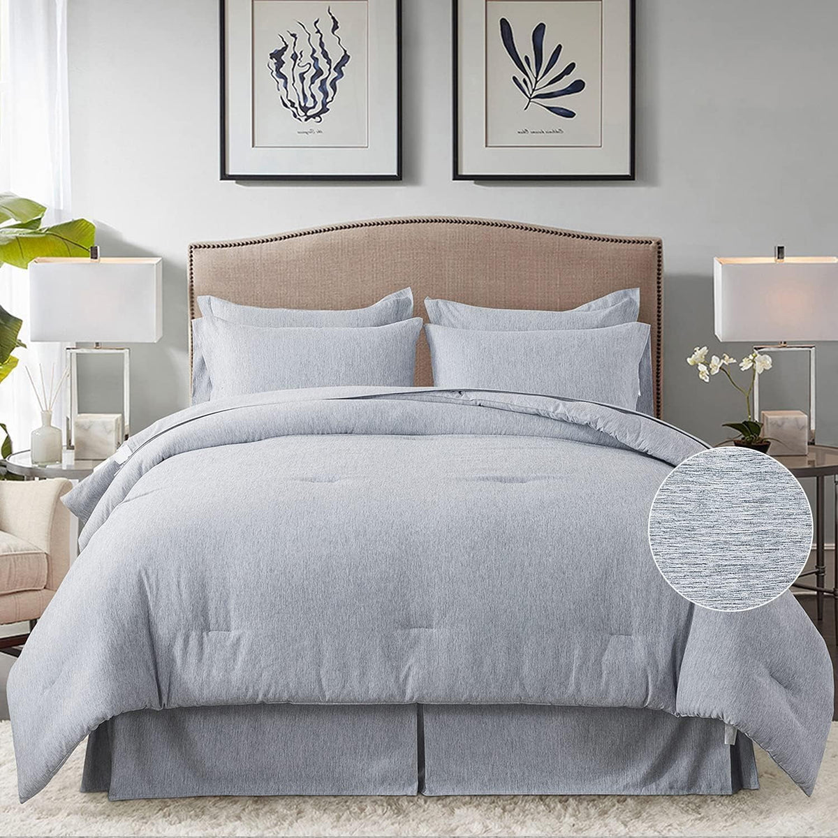 Cal King 8 Piece Cationic Dyeing Comforter Set Q215