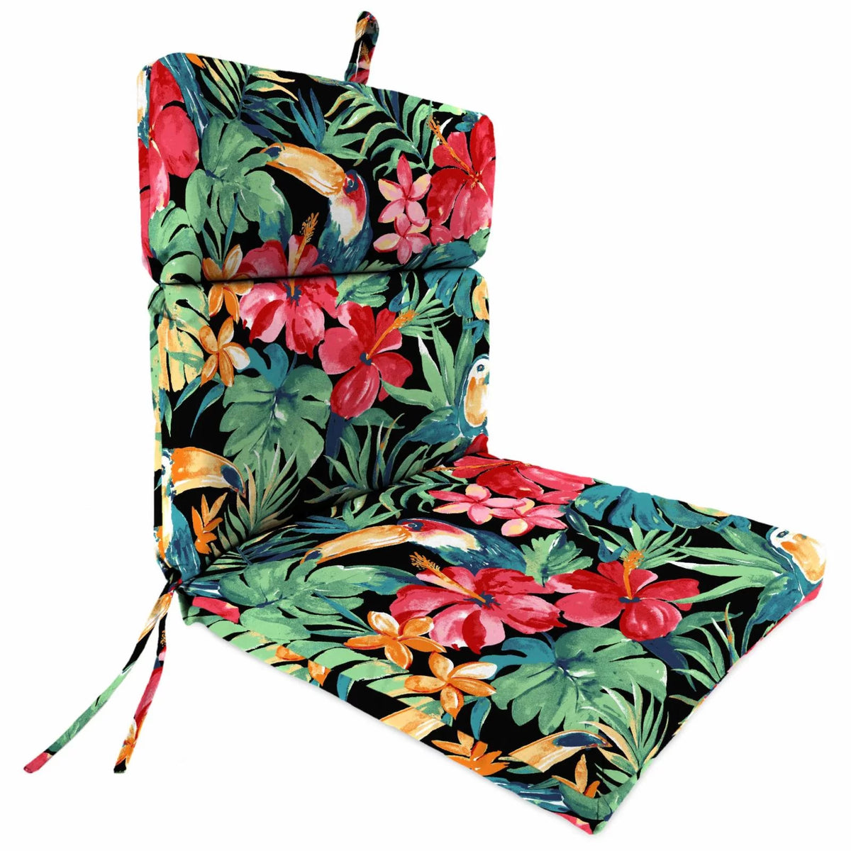 Green Tropical Rectangular Outdoor Chair Cushion with Ties K9552