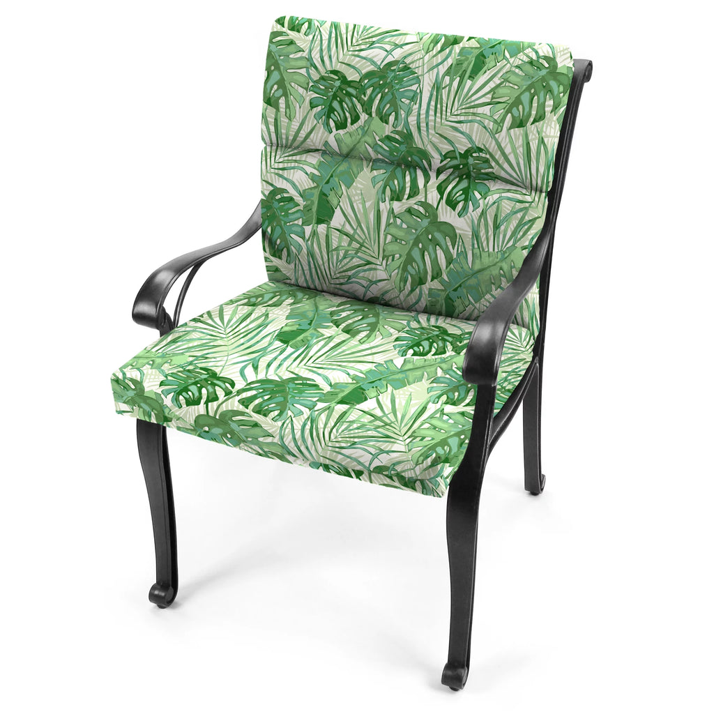 Green Tropical Rectangular Outdoor Chair Cushion with Ties K9552