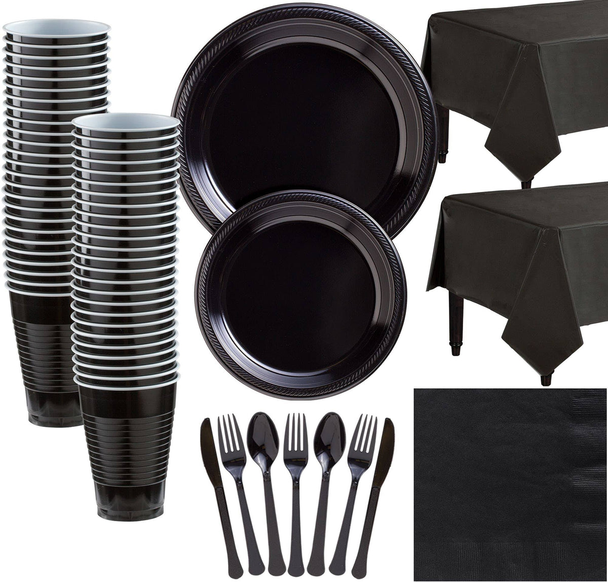 Black Plastic Tableware Kit for 50 Guests U270
