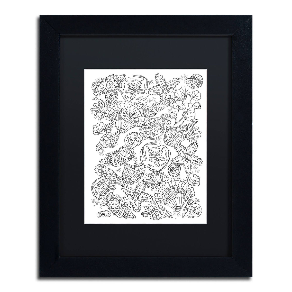 Nautical Shells Black Frame 16x20-Inch X856
