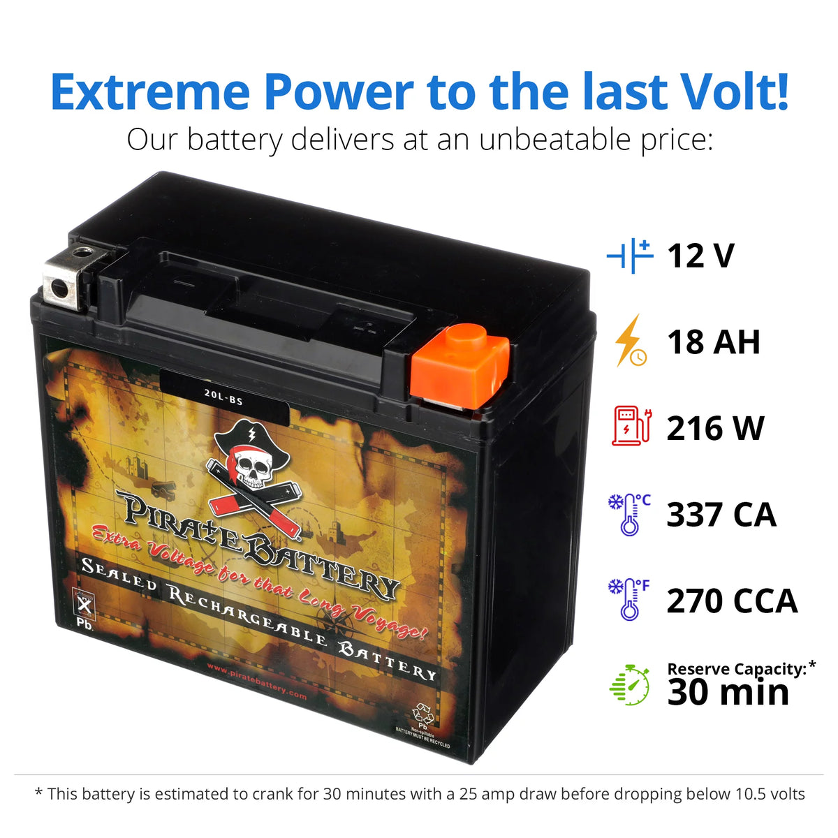 12 Volts 18 Ah 270 Cca Battery Z571