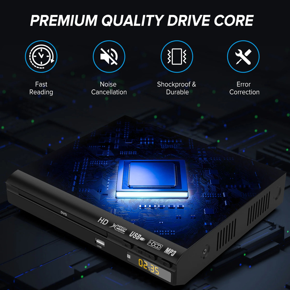 HD DVD Player for TV with USB Input and Remote Control S386