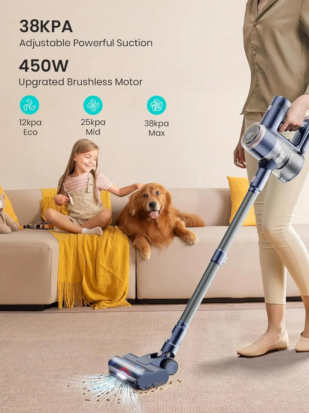 Cordless Stick Vacuum 60mins 450W 38KPa Lightweight A150739