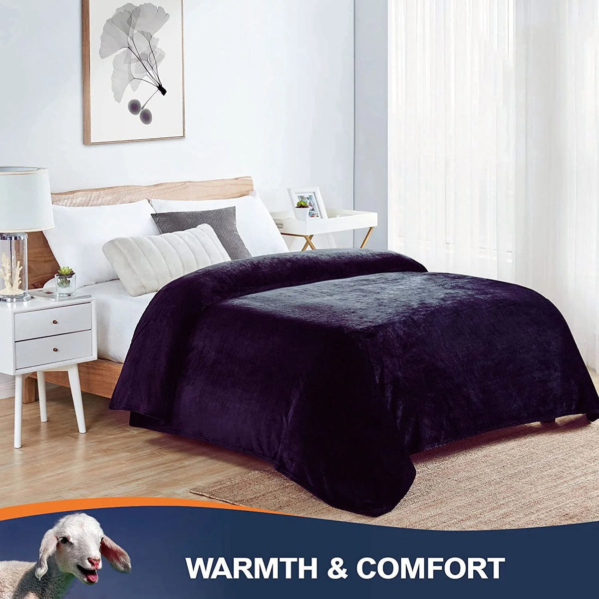 Ultra Soft Microplush Fleece Throw Blanket, 50 x 60, Orange, Machine Washable C66370