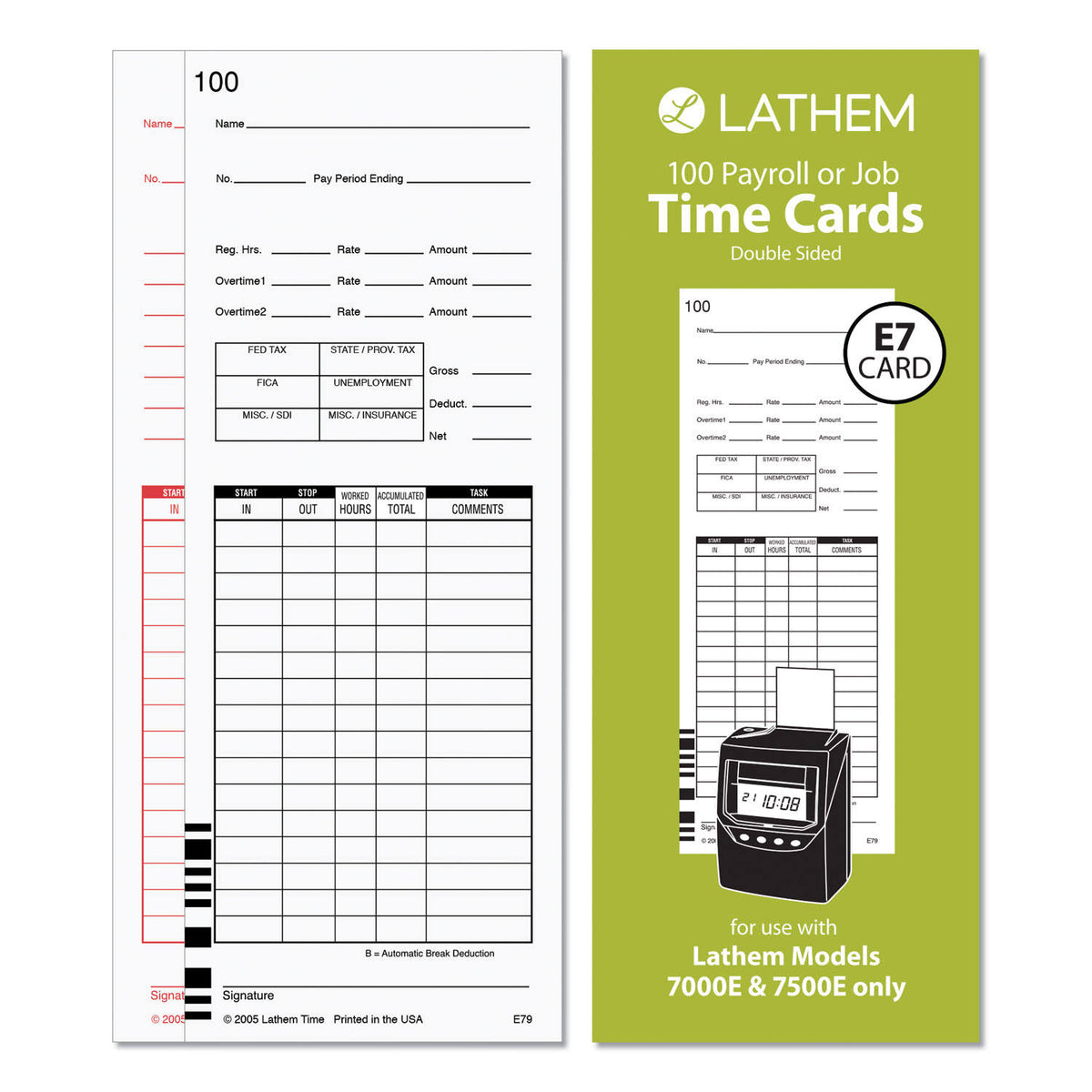 Time Cards 100/Pack Y105