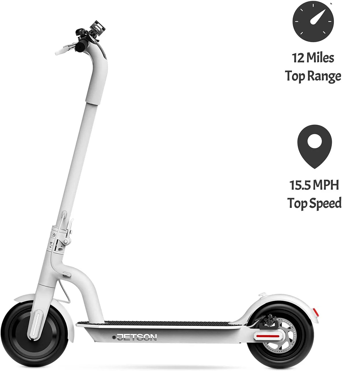 White Folding Electric Scooter with Phone Holder and LCD Display P1196