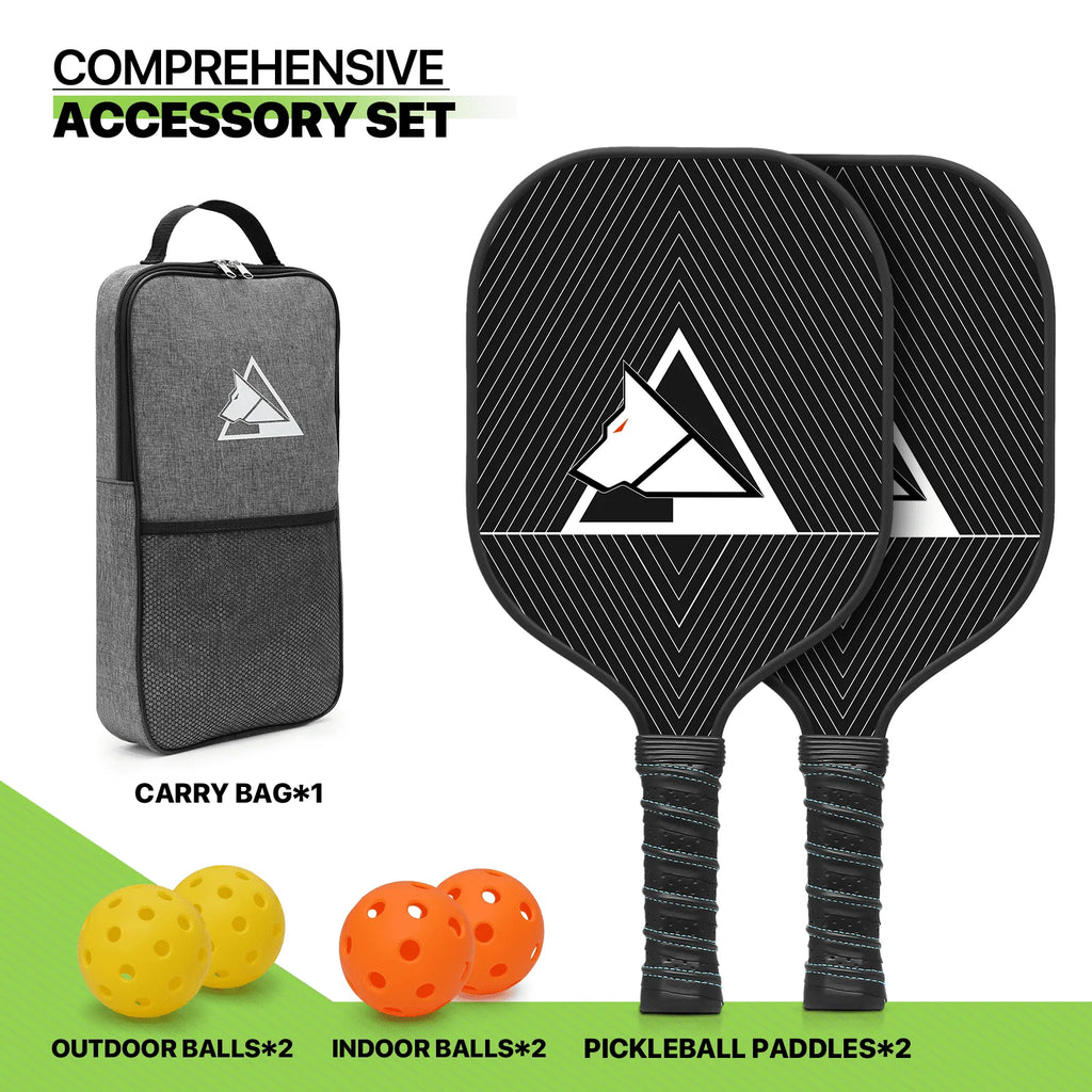 Carbon Fiber Pickleball Rackets Set of 2 with 4 Balls and Carry Bag N83159