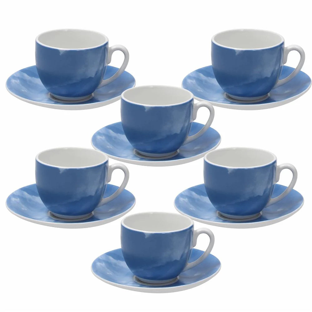 Blue Coffee Cup & Saucer Set of 6 pcs F4619