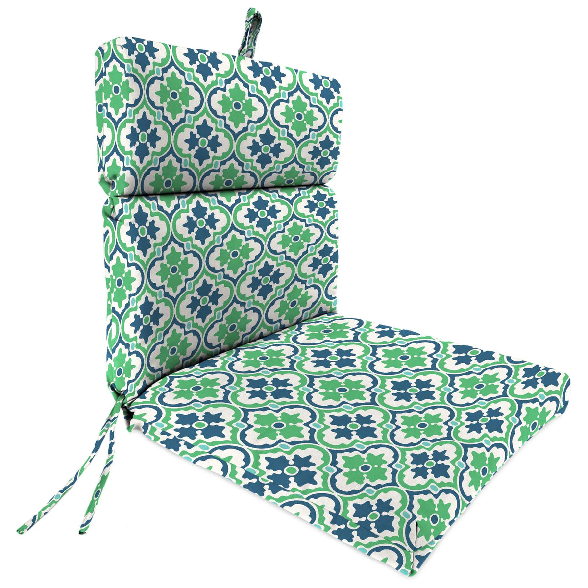 Green Tropical Rectangular Outdoor Chair Cushion with Ties K9552