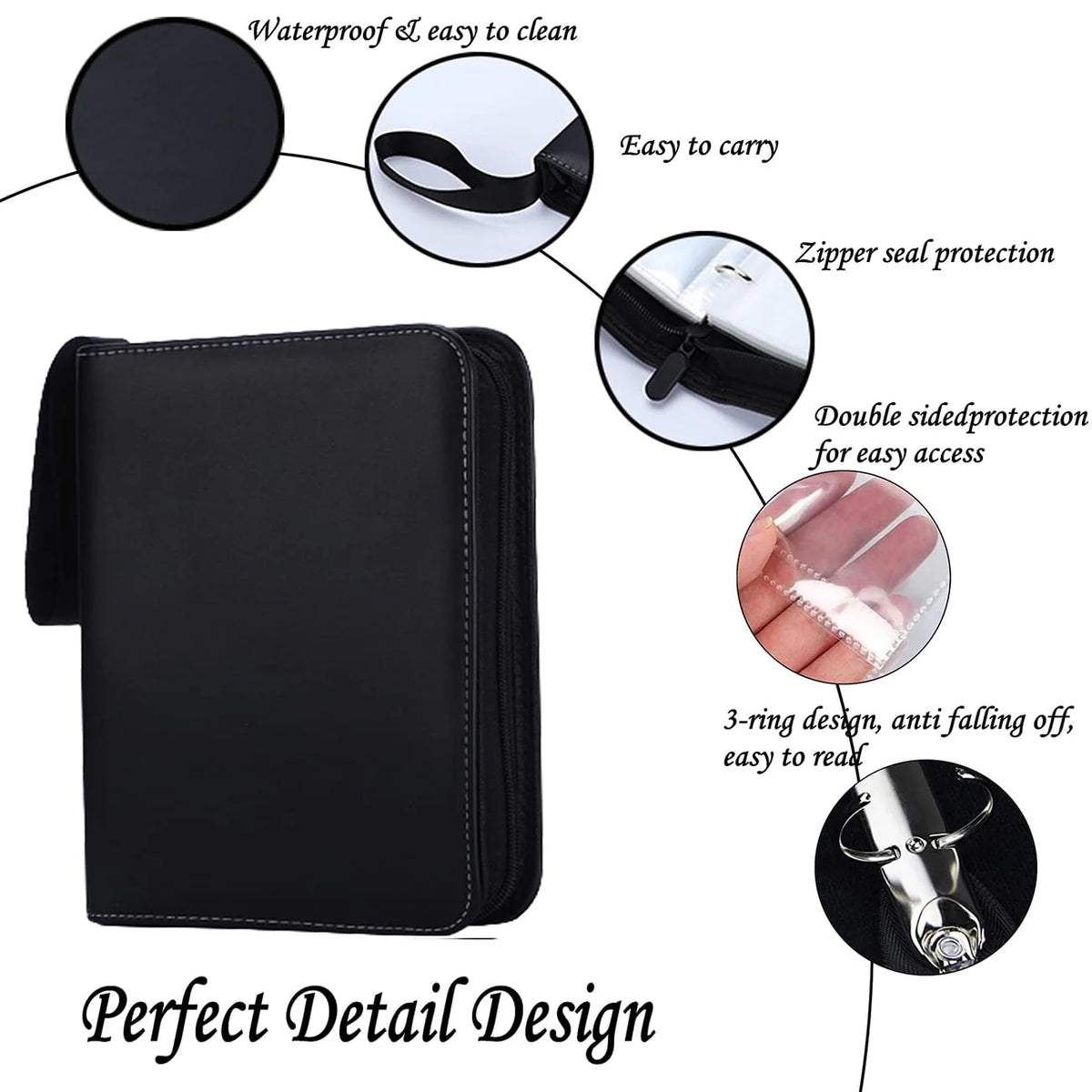 Black 4-Pocket Trading Card Binder I726