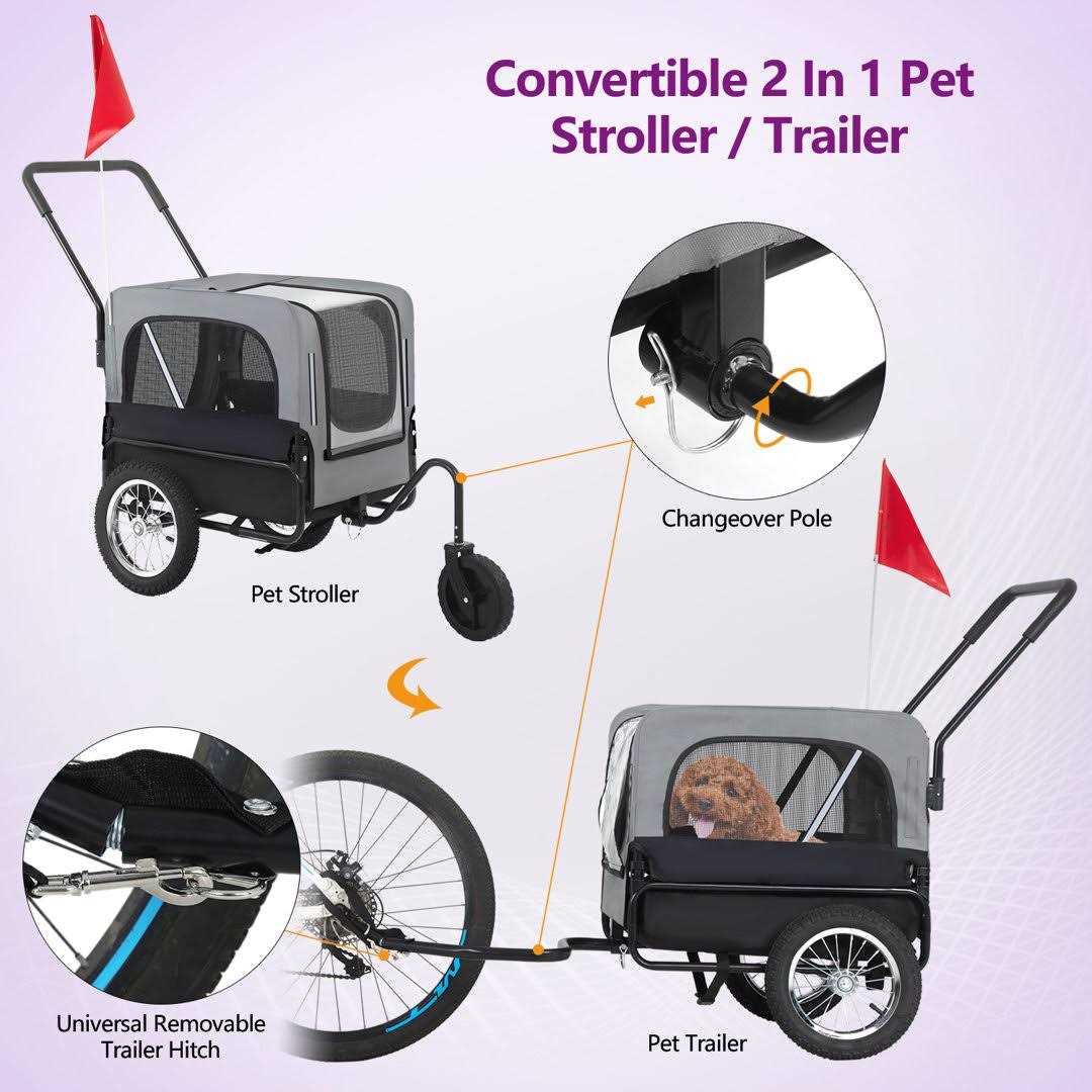 Dog Stroller Pet Bike Trailer Carrier Cart U89851