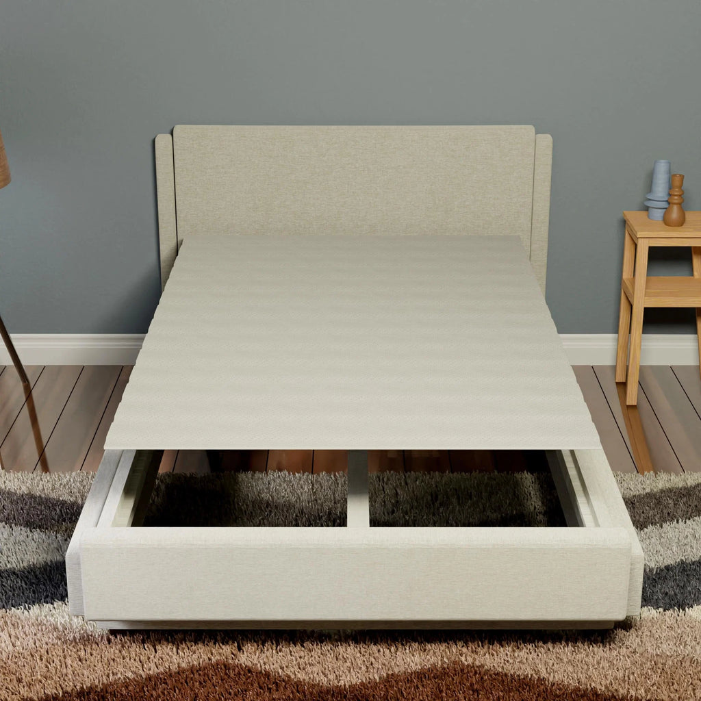 0.75” Heavy Duty Mattress Support Wood Slats with Cover, Full, Gray Q26191