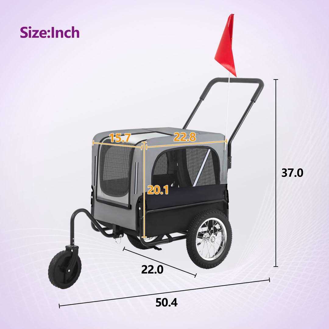 Dog Stroller Pet Bike Trailer Carrier Cart U89851