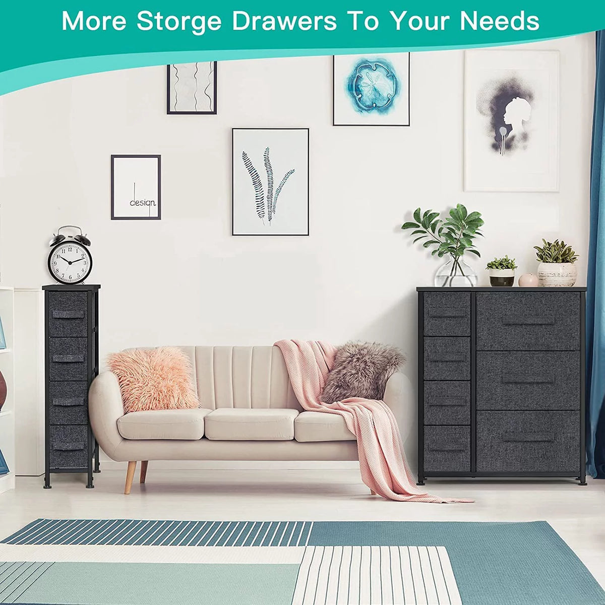 7 Drawer Fabric Storage Tower with Steel Frame S8334