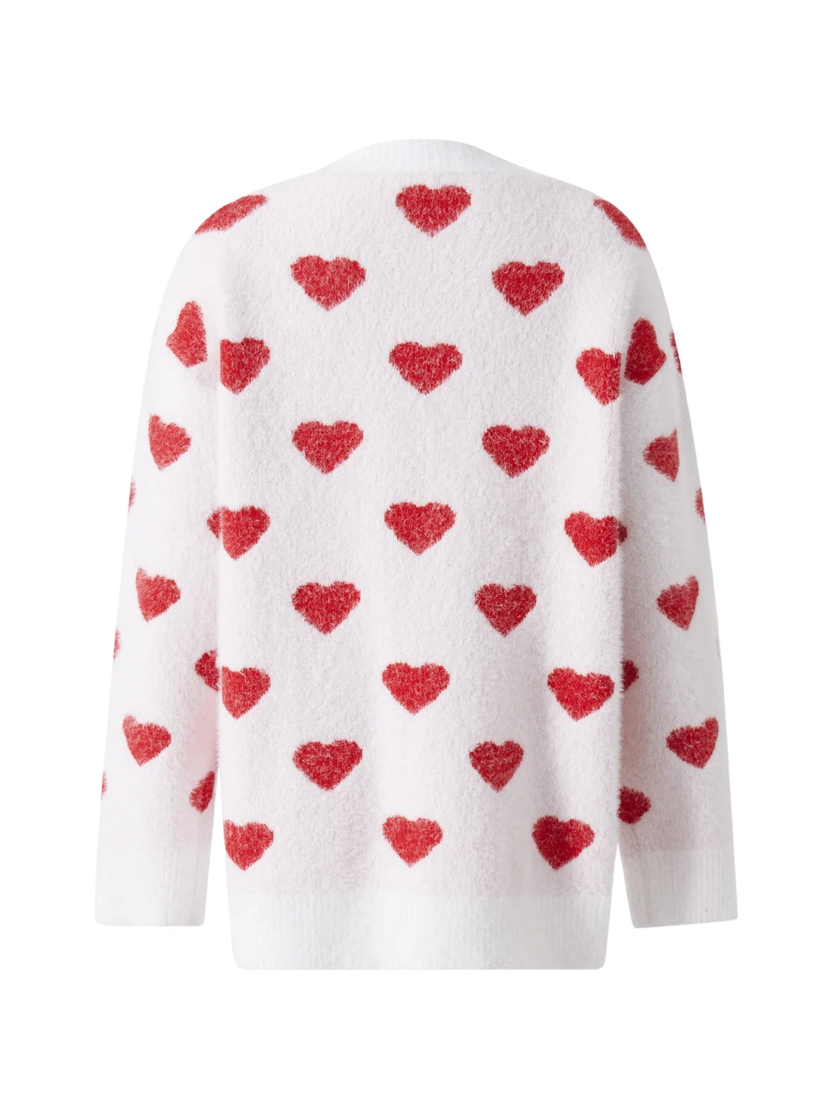 Heart Pattern Long Sleeve Open Front Cardigan Sweater D2628