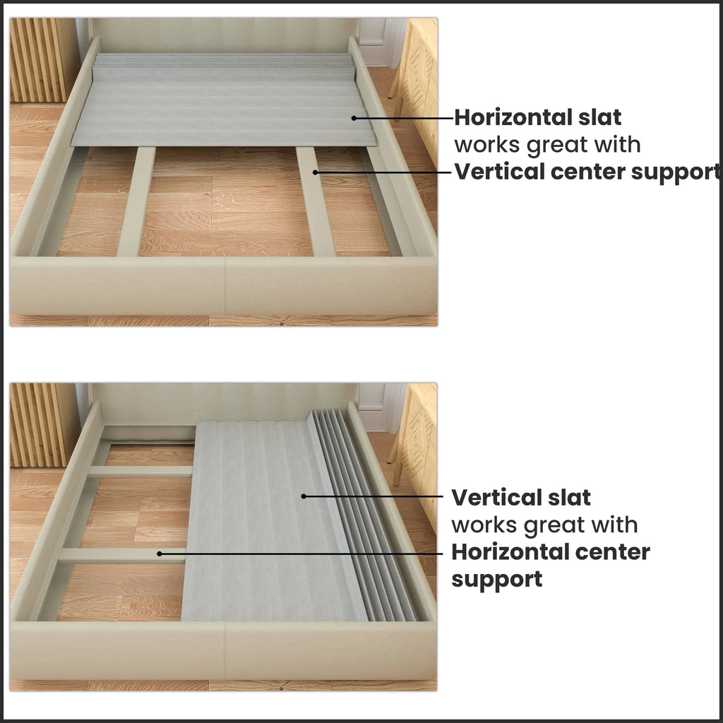 0.75” Heavy Duty Mattress Support Wood Slats with Cover, Full, Gray Q26191