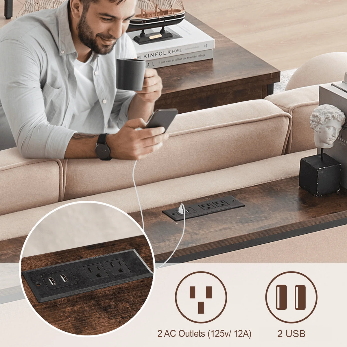 Console Table with Power Outlets H767